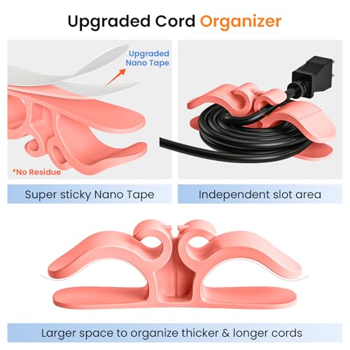 Image of Cord Organizer for Appliances, 6-Pack Stick-On Silicone Cable Holders - Cute & Functional Cord Wraps for Coffee Makers, Blenders, Mixers, Air Fryers - Tidy Kitchen Counter Cord Management(Pink)
