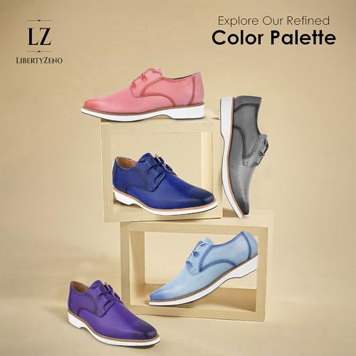 Image of LIBERTYZENO Mens Knitted & Animal Print Genuine Leather Adults Lace Up Oxford Dress Shoes for Easter Gift