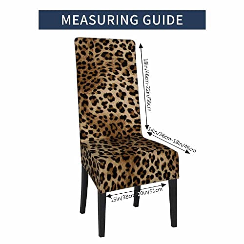 Numland NUMLAND-TT-A120 1 Pack Leopard Speckled Dots Dining Room Chair Covers Cheetah Safari Animal Texture Short Stretchable Polyester Removable Washable thumb #4