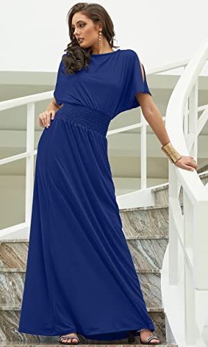 Image of KOH KOH Womens Split Sleeves Smocked Elegant Cocktail Long Maxi Dress