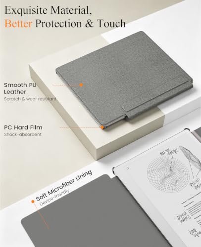 Image of MoKo Case for Remarkable Paper Pure 10.3 inch 2026 with Pen Holder,Denim Gray | Slim protective hard shell folio cover with secure pen holder, Auto Wake & Sleep