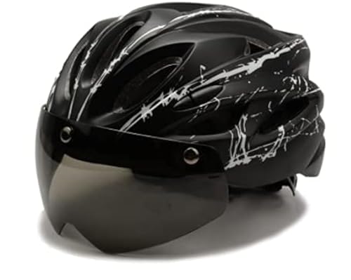 Image of Lista Adults Bike Bicycle Helmet Cycling /Climbing /MTB /BMX Adjustable with Removable Shield Visor /Safty Rear Led Light for Road Men&Women (Gray White red)