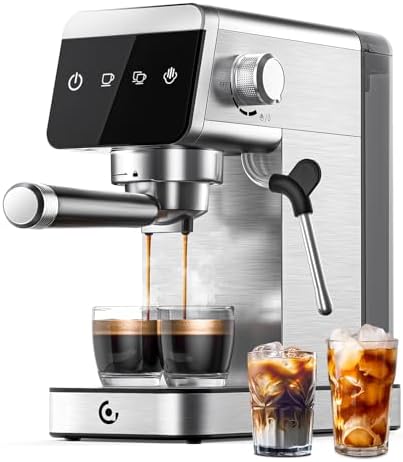 AMZCHEF Coffee Machine 20 Bar, 1350W Espresso Machine, Compact St...