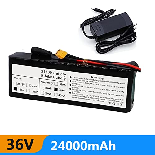 Nalmaxo 36V Lithium Battery Pack 24Ah Electric Car Rechargeable Battery With Charger For Electric Car Electric Scooter Replacement Lithium Iron Phosphate Battery #TOP2