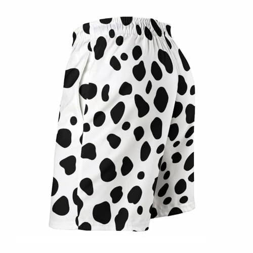 Dalmatian White And Black Pattern Beach Shorts for Men Swim Trunks Quick Dry Bathing Suit Drawstring Hawaiian Short3