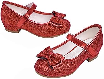 Stelle Girls Glitter Princess Low Heel Dress Shoes - Red T08
