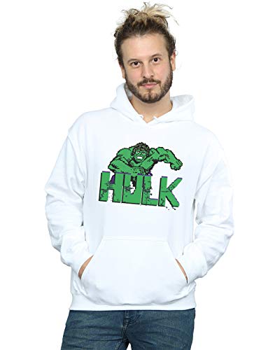 Image of Marvel Men's Hulk Pixelated Hoodie White X-Large