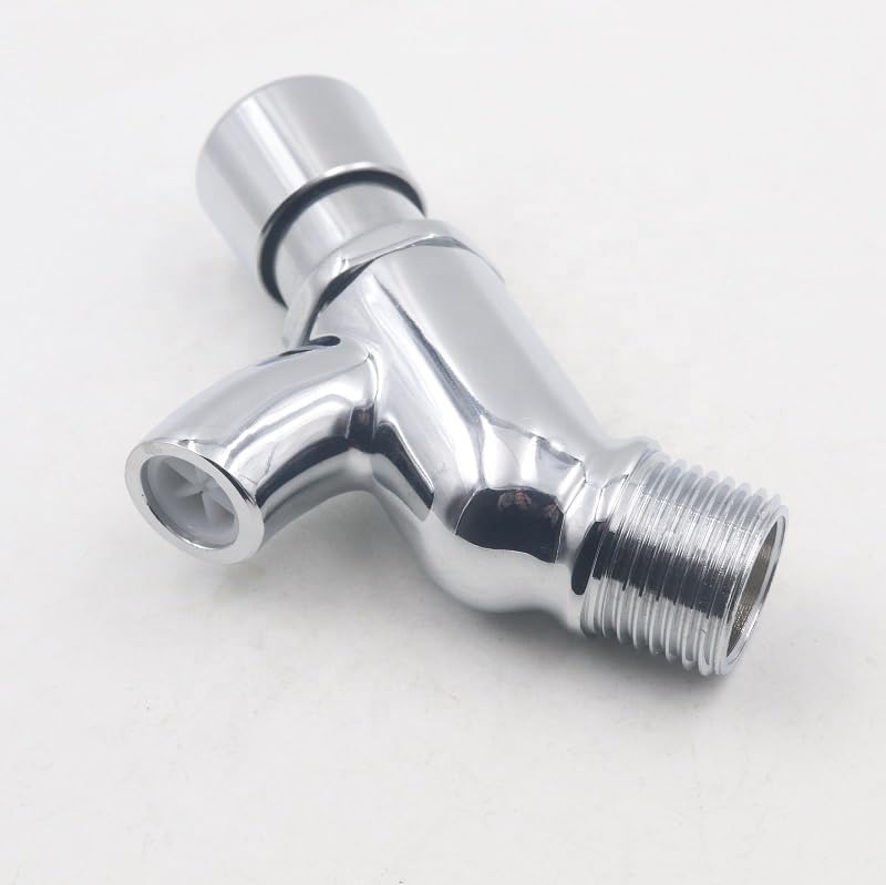 Image of HPF Push Cock Bib Tap for Bathroom Accessories, Kitchen, Wash Basin, Kitchen Sink PMT /Brass Bib Tap for Wash Basin (Chrome Finished /Silver)|Push Bib Cock| Cooler Tap