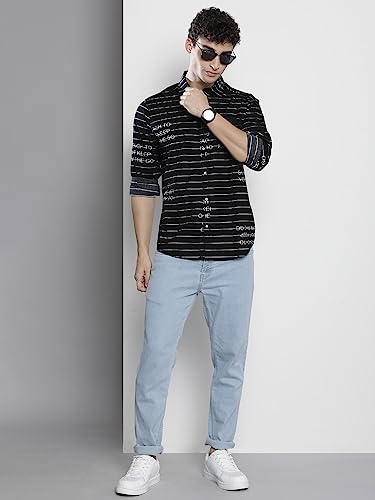 Image of The Indian Garage Co Men's Cotton Regular Fit Striped Full Sleeves Spread Collar Casual Shirt