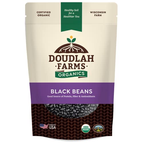 Organic Dried Black Beans 1 Lb, Unsalted, Low-Sodium, Non-Gmo, Farmed From Regenerative Soil, Tested Clean Certified – Rich In Fiber & Protein – Perfect For Soups, Burritos, Salads & Chili By Doudlah Farms