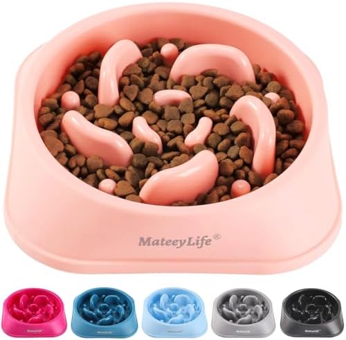 Mateeylife Hundenapf, Anti Schling Napf Hund für MittelgroßE und GroßE Hunde, Slow Feeder Hund FöRdert Eine Gesunde Verdauung,1 Stück Mittlere, Rosa