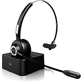Auriculares inalámbricos Bluetooth con Micrófono-Mono Tipo Diadema-Auricular Inalambrico para Telefono Fijo con Base de Carga/Manos...