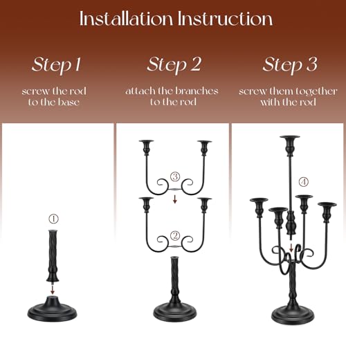 Image of Candeldo 20 Inches Black Candelabra Halloween Decorations Set of 2