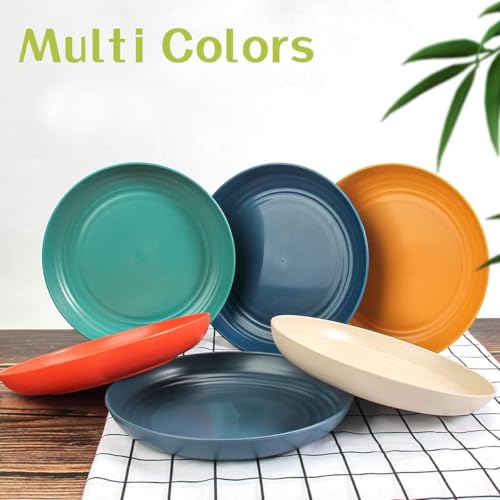 Image of Wheat Straw Dinnerware Sets for Salads, Fruits, Rice, Noodles, Dining Table Meals, Wedding, Halloween, Pasta, Sandwich, Dessert, Salad, Appetizer Dishwasher Safe (20cm+23cm, Green, Pack of 4)