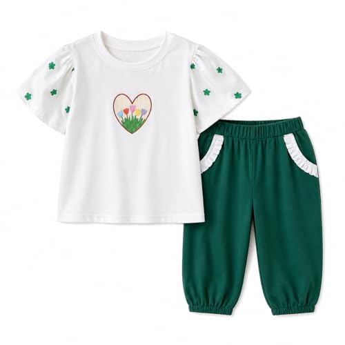 Image of Bold N Elegant Girls Floral Print Balloon Sleeve T-Shirt Top and Capri Shorts Summer Clothing Set for Infant Toddler Baby Girls