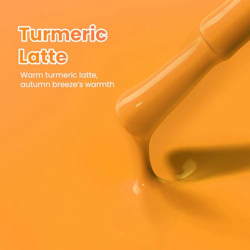 Image of Beetles Orange Gel Polish - Turmeric Latte Full Size 15ML /0.51Fl Oz, Hema Free Pumpkin Orange Gel Nail Polish, Soak Off UV LED Lamp Bright Fall Nails Art, Manicure Salon DIY Nails
