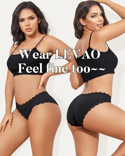LEVAO Womens Underwear Cotton Cheeky Bikini Panties for Women Lace Stretch Hipster Ladies Briefs Multipack S-XXL