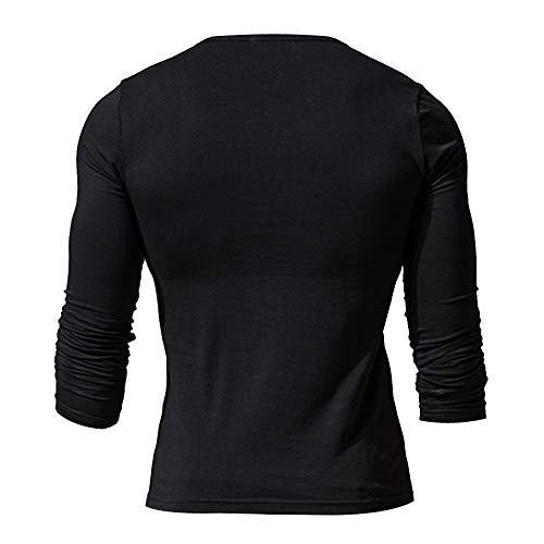 palglg Mens Cotton Muscle Slim Fitted Sport Henley T-Shirt with Button