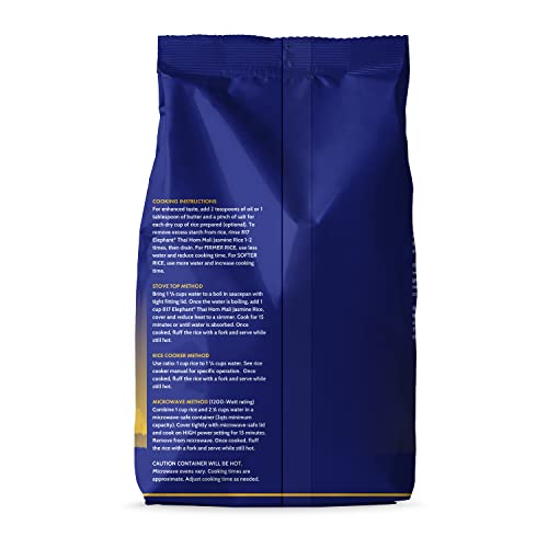 Image of 817 Elephant Thai Hom Mali Jasmine Rice - (2 Pack) 2 lb Bag | Authentic White Rice - Great for Thai Recipes, Curries & Pilafs - Cook in Microwave or on Stove Top