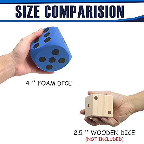 4 Inch Jumbo Foam Dice Set of 6 Yard Outdoor Games for Adults and Family Includes Elegant Carry Bag and Scoresheets