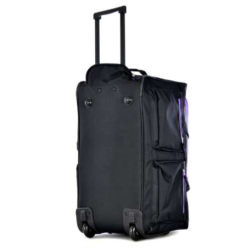 Olympia 8 Pocket Rolling Duffel Bag, Black/Purple, 22 inch