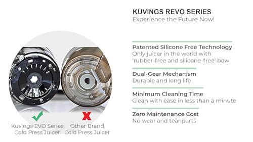 Image of Kuvings REVO Series Professional Cold Press Whole Slow Juicer, World's First Juicer with Patented Automatic-Cutting Auger to reduce preparation time and Advanced Rubber & Silicon-Free Technology, 12 Years Warranty, All-in-1 Fruit & Vegetable Juicer, Home Service Across India (REVO830 Red + Smoothie & Sorbet)
