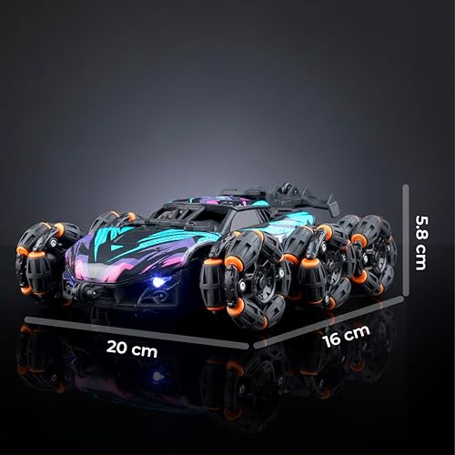 Image of Lifelong Remote Control Stunt Car for Kids 5+ yrs| 6x6 Off Road Car with 6 Wheels, 360 Spin, High Speed, Smoke, Lights, Rechargeable Battery | RC Toy for Boys & Girls (Purple & Blue, LLCSRC02)