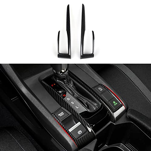 Image of Gear Shift Panel Decor Cover Decals for 2016 2017 2018 2019 2020 2021 Honda Civic 10th Gen Accessories ABS Carbon Fiber Interior Stickers