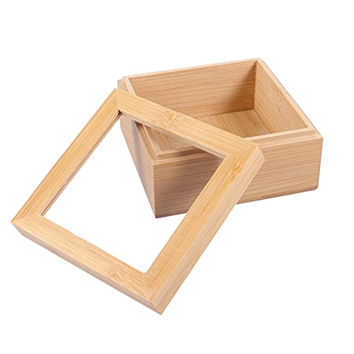Wood Glass Top Jewelry Display Case Natural Wood Jewelry Box Square Keepsake Box with Lid Vintage Decorative Jewelry Organizer