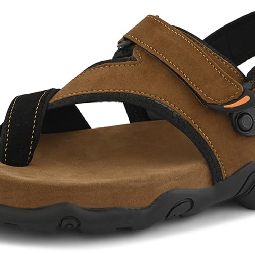 Image of Centrino Men's Sandals | Stylish Strap Sandal with Grip Insole | Adjustable Velcro Strap | Cushioned Footbed | Rubber Sole| Comfortable Casual Footwear for Office, Travel & Walking (9584)