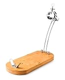 Soporte jamonero giratorio de acero inoxidable y bambú, dimensiones compactas, ligero y resistente. diseñado para: cortar jamón con facilidad.