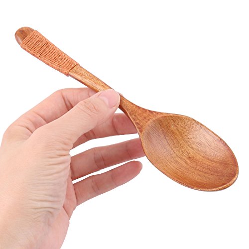 Sourcingmap Restaurant Kitchen Tableware Porrige Soup Wooden Scoop Spoon 2pcs Brown - Image 3