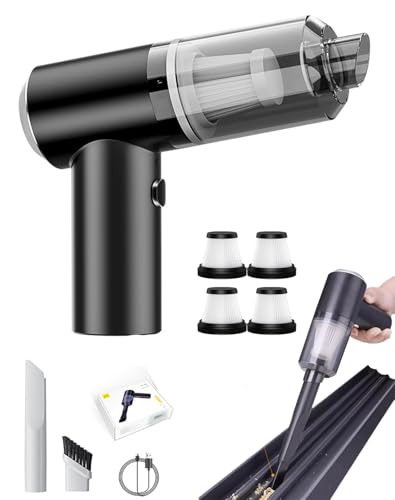 Aemmbon DustaClean Handheld Vacuum dustaclean car vacuum cleaner cordless with 3500pa Suction HEPA Filtration & 2 in 1 Nozzles for Pet Hair Crumbs Car Interiors & Tight Spaces (Black)