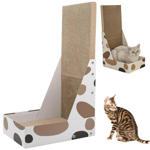 Lifetips トイガー Toyger 猫用爪とぎ L字型 ダンボール ハウス型 爪とぎベッド ソファ風 キャットスクラッチャー 垂直水平兼用 多頭飼い対応 おしゃれ 丈夫 インテリア馴染む 2カラー ストレス解消 運動不足予防 長持ち 丸型 爪とぎマッ
