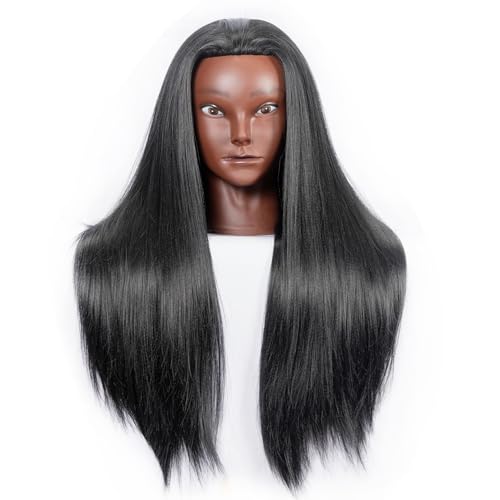 mannequin head with hair doll head for hair styling training head manikin practice cosmetology doll head styling hairdressing training braiding heads with clamp holder black