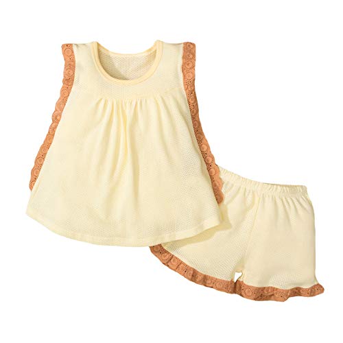 Baby Girls Shorts Set Summer Clothes Outfits 2-Piece Tank Tops and Bike (Beige, 4-5 Years)