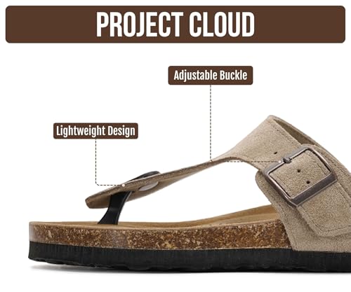 Image of Project Cloud Womens Sandals 100% Genuine Leather Thong Sandals for Women - Memory Foam Insole Women Sandals - Non-Slip Flip Flops for Women - Lightweight Sandals Women Footwear 2026