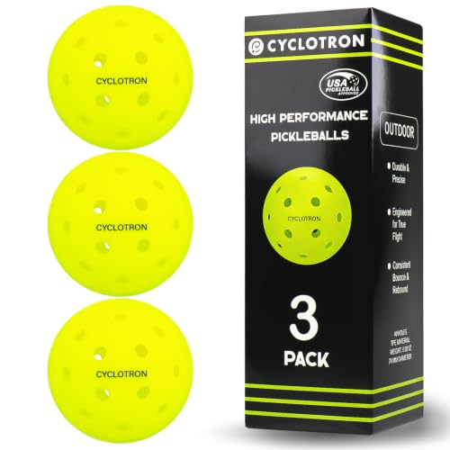 cyclotron P-40 Outdoor Pickleball Balls - USAPA Approved 40-Hole Pickleballs for Tournament Play...