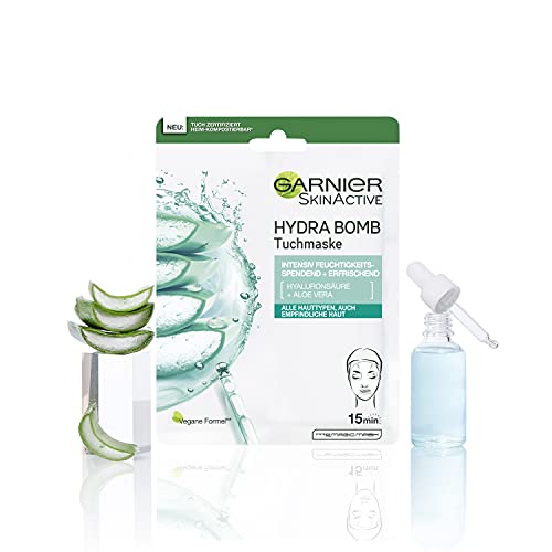 Garnier Cloth Mask, Face Mask for All Skin Types, Refreshing and Moisturising, with Hyaluronic Acid and Aloe Vera, Hydra Bomb, 28 g - Image 4
