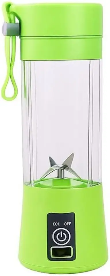 Liquidificador Portátil 420ml Mini Mixer Recarregável USB – Coqueteleira Elétrica 6 Lâminas, Sem Fio, Garrafa Squeeze com Tampa – Para Suco, Vitaminas e Coquetéis (Verde)