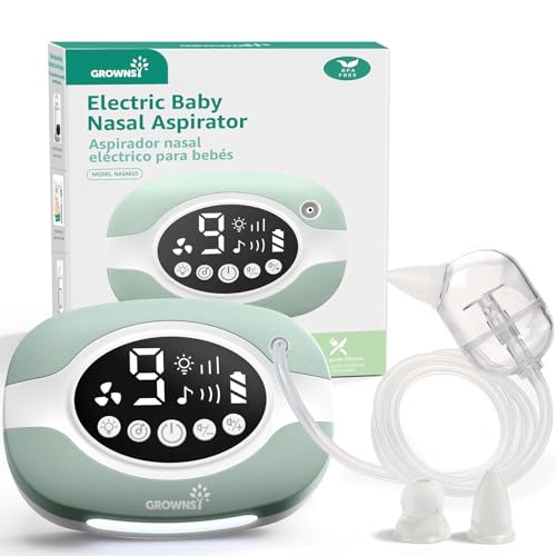 Image of GROWNSY Electric Nose Suction for Baby, Hospital-Grade Nasal Aspirator with Night Light,Soothing Lullabies, Baby Nose Sucker with 9 Adjustable Suction Levels, Green