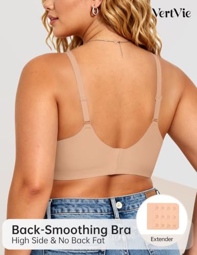 Image of Vertvie Jelly Bras for Women No Underwire Supportive | Seamless Wireless Bralette, Cool Breathable Mesh, Push Up Scalloped V-Neck, Full Coverage Tshirt Bra, Soft Comfortable