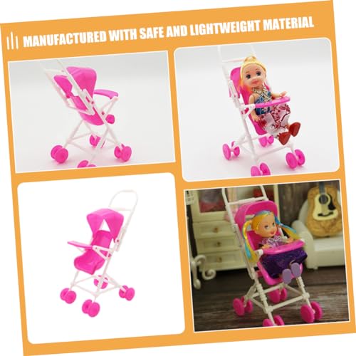 WOONEKY 3 Stück Teiliges Puppenwagen für Beweglicher Puppenbuggy aus Sicherem für Rollenspiele und Puppenhaus Dekoration für Jungen und Mädchen – Bild 3