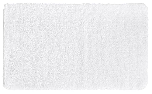 PANA Tapis de Bain Moelleux et Douillet (60 x 100 cm) • Tapis de Bain en Microfibre Souple - antidérapant & Lavable • Tapis de Douche (Blanc)