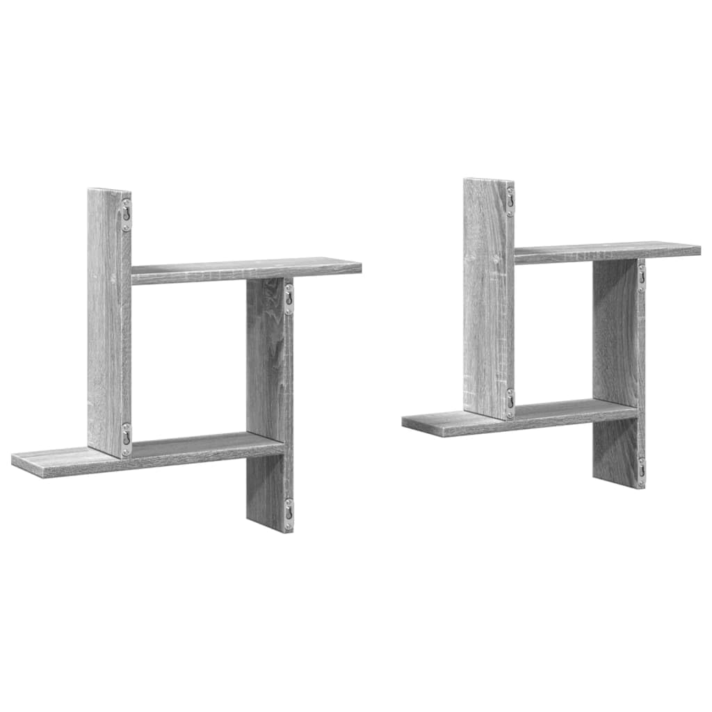 Juego de 2 estanterías de pared, color gris, 50 x 12 x 50 cm, material de madera, diseño moderno, robusto, para salón, pasillo y baño