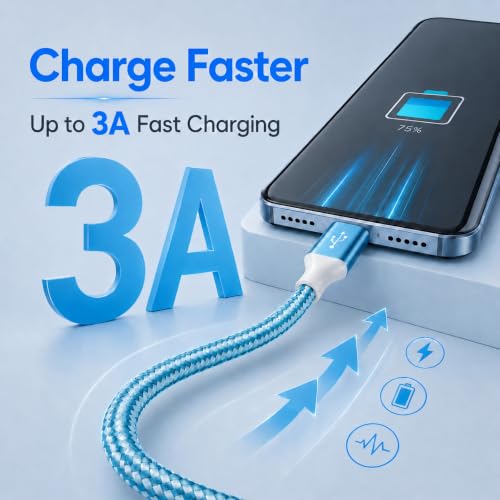 USB Type C Cable 4-Pack (3/6/6/10ft) Fast Charging Cord, Nylon Braided USB A to USB C Cable, Fast Charging USB C Cable Compatible Samsung Galaxy, Google Pixel, and All USB-C-Enabled Devices