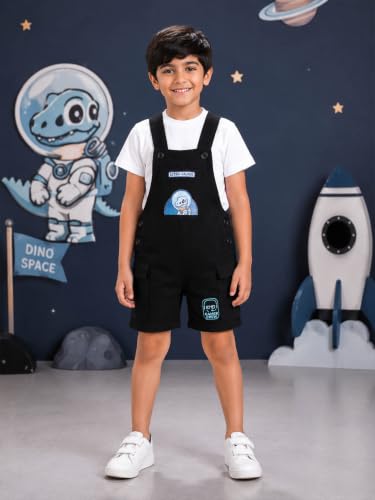 Image of KiddoPanti Unisex Denim Cargo Dungaree Shorts | 69.1% Cotton 29% Spun Poly 1.9% Spandex | Above Knee Length | Soft Breathable Summer Dungaree