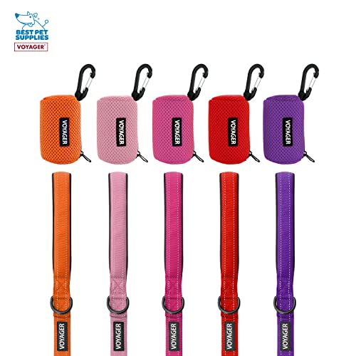 Image of Best Pet Supplies Dog Poop Bag Holder Leash Attachment, Color, Reusable Mesh Dispenser Pouch for Travel, Walking, Park, and Outdoor Use, Soft and Durable with Clip-On - Mesh Pink, Pack of 2