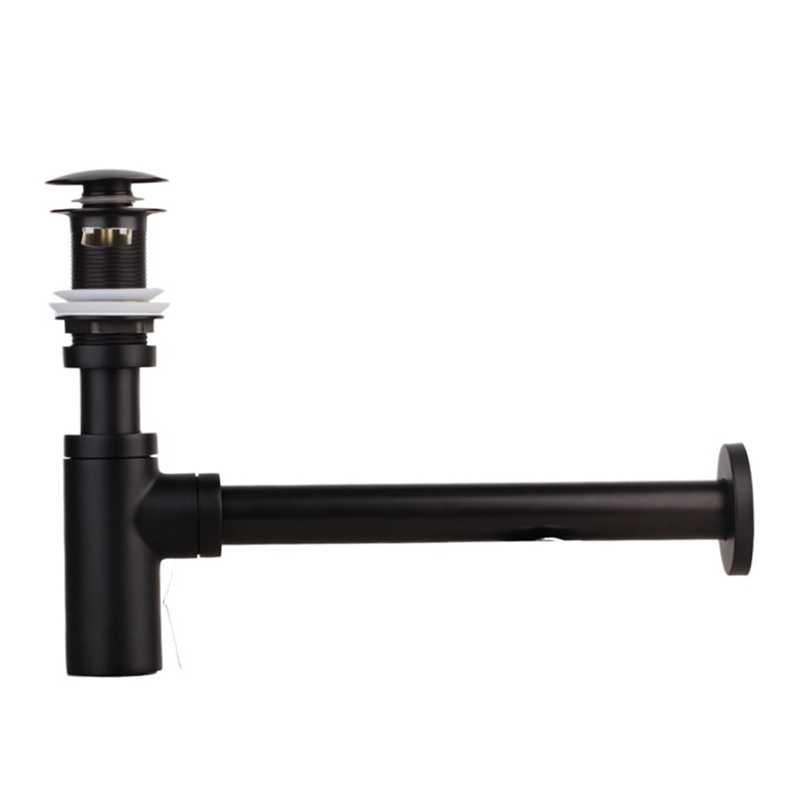 Juego completo de sifón en forma P for lavabo baño latón, for botellas, kit desagüe for y emergente con rebosadero Para Fregaderos(Matte black)