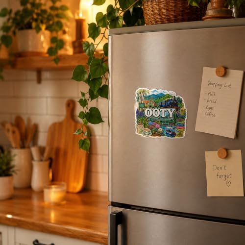 Image of Zesta Wooden Fridge Magnets Set | Refrigerator Decor Magnets for Kitchen | India Souvenir Fridge Magnet Collection | Wooden Magnet for Fridge Door Decoration (Ooty)